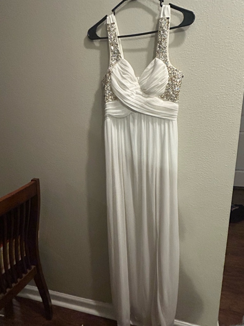 Trixxi White Prom Dress with Silver Sequin Accents